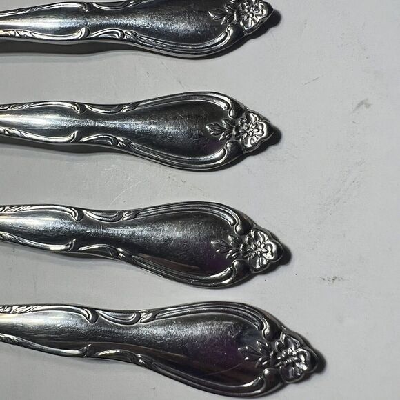 4 X Oneida silver WM Montclair OHSMONTC Dinner Forks Floral Tip Stainless - Picture 6 of 10